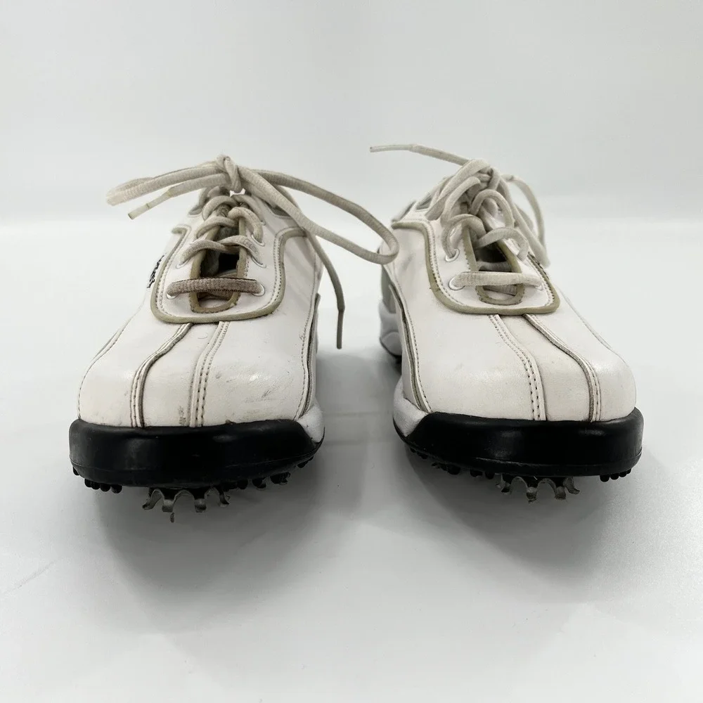 FootJoy GreenJoys Golf Shoes Womens 8.5 M Softspikes White Green Cleats Sneakers